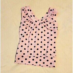 Kiddo Toddler Girls Polka Dot Sleeveless Top Size 3/4 Pink Black Made in USA